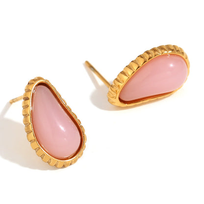 Fashion Hexagon Circle Geometric Stainless Steel 18K Gold Plated Earrings