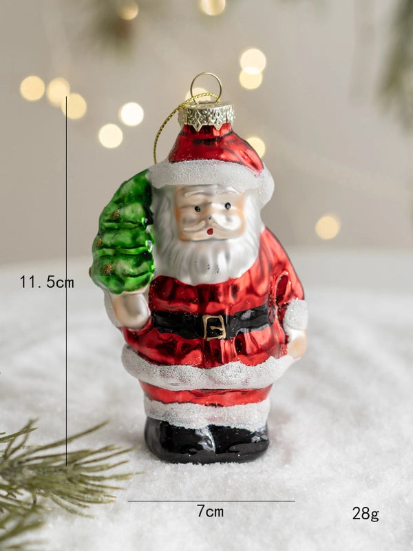Christmas Minimalist Santa Claus Dog Glass Holiday Party Hanging Ornaments Decorations Hanging Ornaments