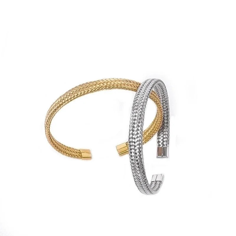 Casual Minimalist Solid Color Stainless Steel Plating Bangle