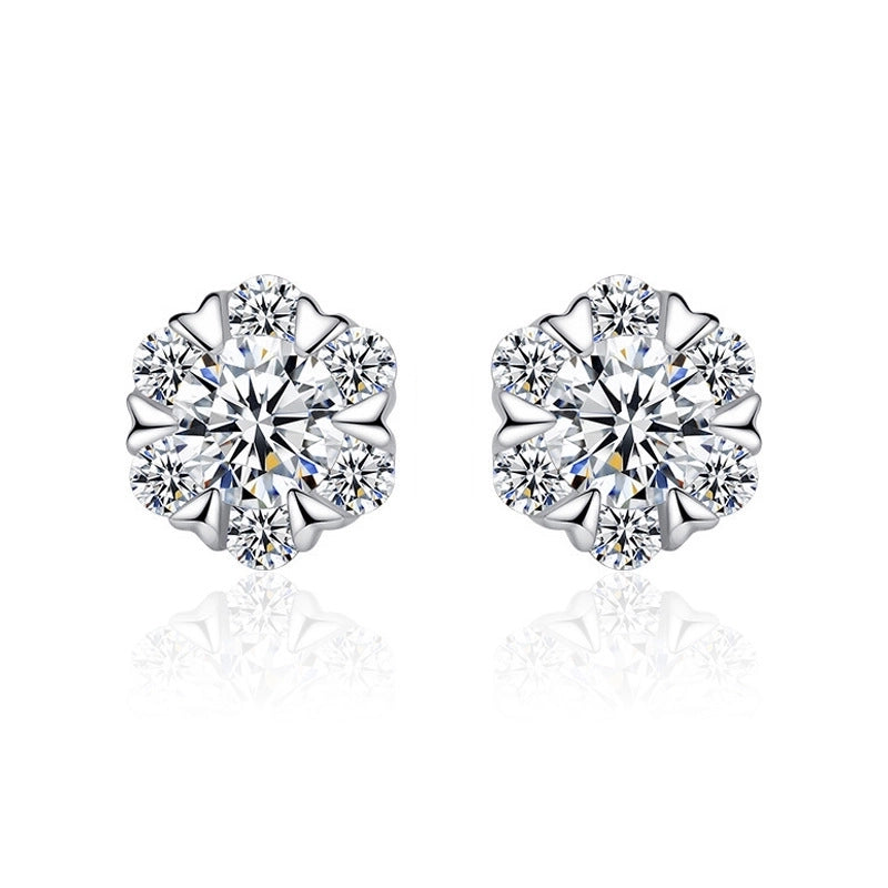 1 Pair Casual Minimalist Geometric Heart Shape Inlay Copper Zircon White Gold Plated Ear Studs