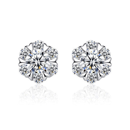 1 Pair Casual Minimalist Geometric Heart Shape Inlay Copper Zircon White Gold Plated Ear Studs