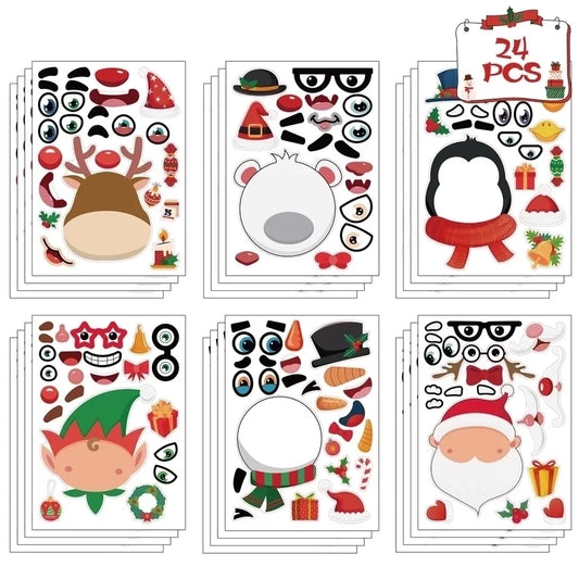 Christmas Cute Santa Claus Deer Copper Plate Sticker Daily Gift Stickers