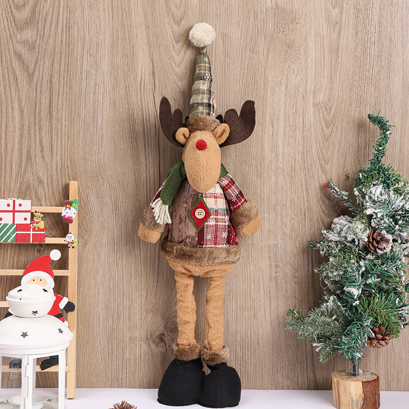 Christmas Vintage Telescopic Doll Window Display Santa Claus Snowman Standing Figure Doll