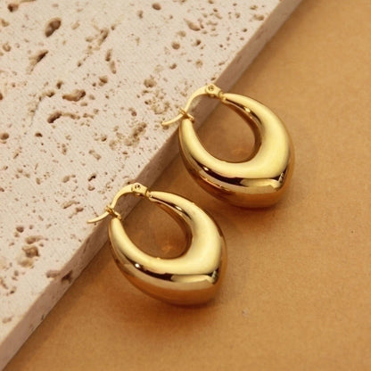 1 Pair Retro Minimalist C Shape U Shape Solid Color Plating Titanium Steel 18k Gold Plated Earrings