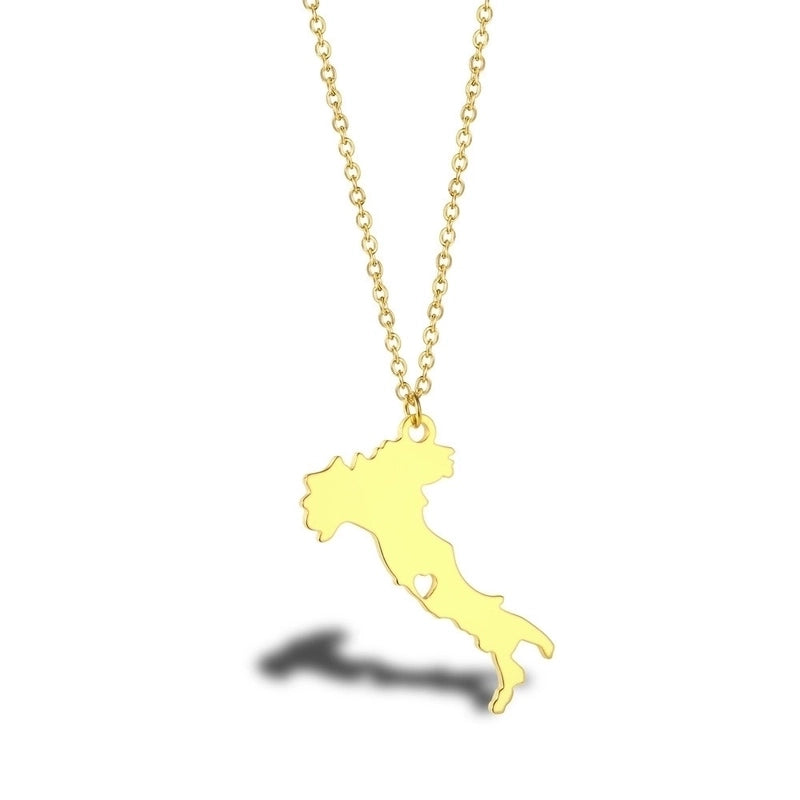 304 Stainless Steel 18K Gold Plated Casual Minimalist Map Heart Shape Pendant Necklace