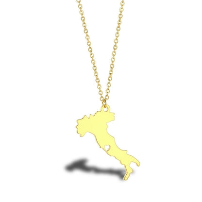 304 Stainless Steel 18K Gold Plated Casual Minimalist Map Heart Shape Pendant Necklace