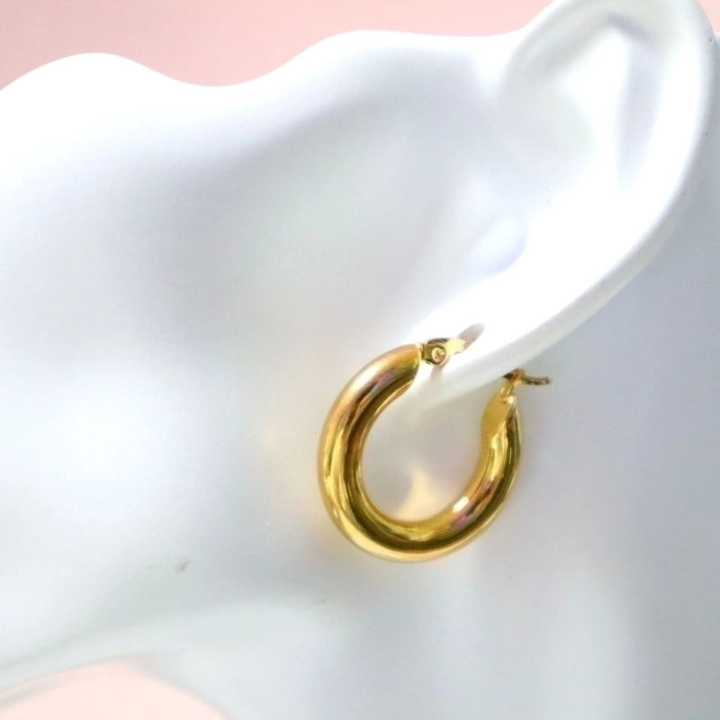 1 Pair Minimalist Solid Color Plating Stainless Steel Hoop Earrings