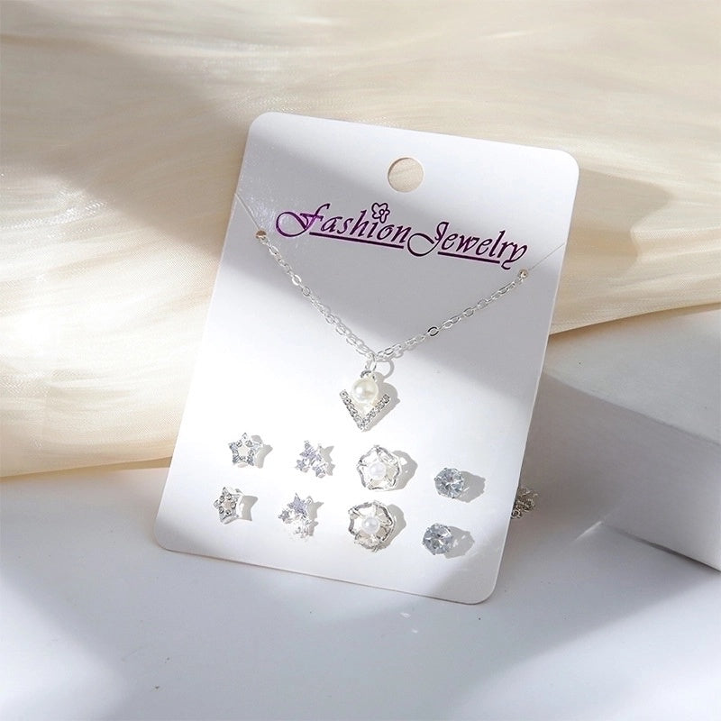 New Crystal Christmas Clavicle Chain Alloy Short Necklace Earring Set