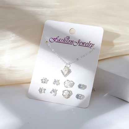 New Crystal Christmas Clavicle Chain Alloy Short Necklace Earring Set