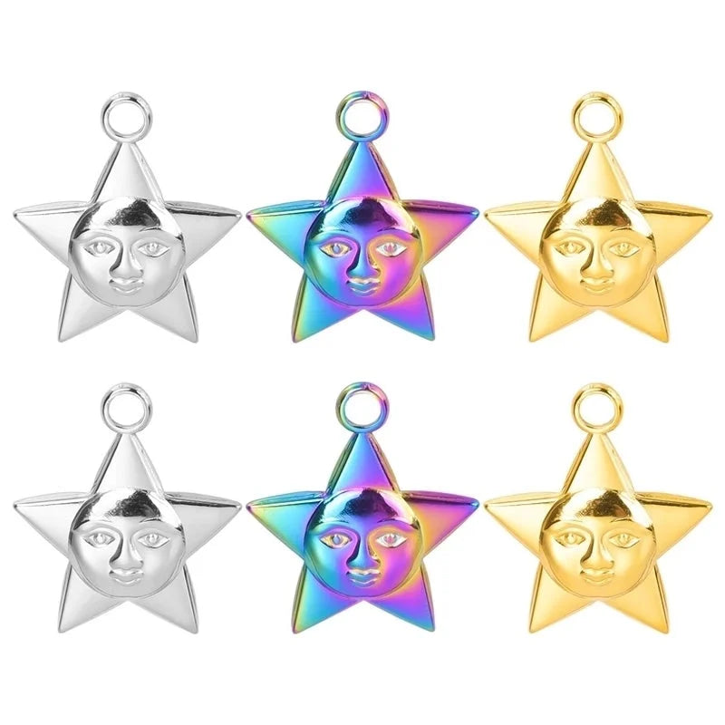 2 Pieces Minimalist Pentagram 304 Stainless Steel Plating Pendant Necklace