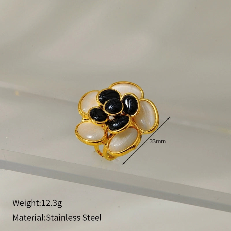 Mid-Ancient Ornament 18K Gold Diamond Oil-Spot Glaze Flowers Earrings Style Niche Design Earrings