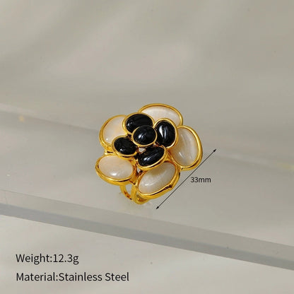 Mid-Ancient Ornament 18K Gold Diamond Oil-Spot Glaze Flowers Earrings Style Niche Design Earrings