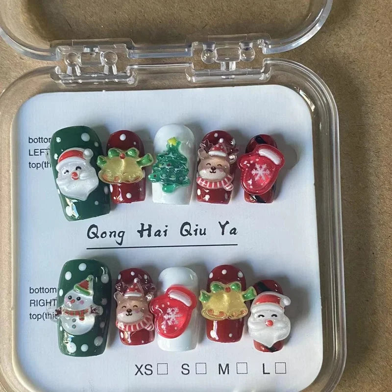 Christmas Retro Solid Color Starry Sky Press On Nails