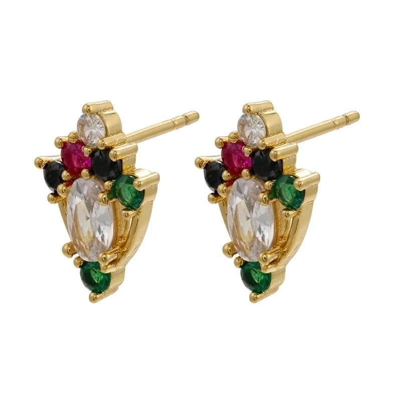 Cute Geometric Moon Flower Copper Artificial Gemstones Copper Earrings