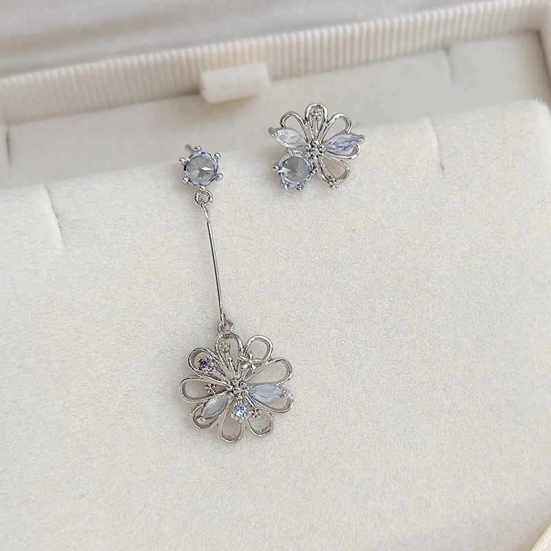 1 Pair Elegant Lady Streetwear Water Droplets Heart Shape Flower Hollow Out Inlay Steel Imitation Pearl Zircon Drop Earrings