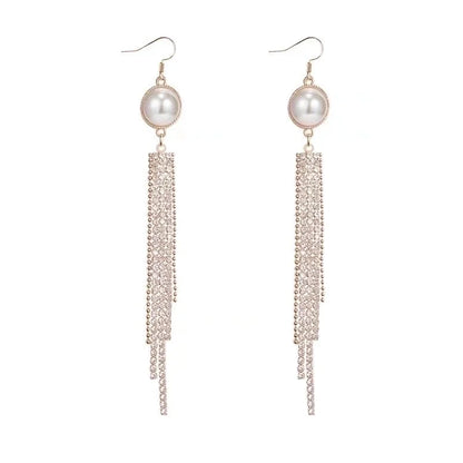 2 Pieces Elegant Star Tassel Heart Shape Inlay Alloy Artificial Pearls Rhinestones Glass Earrings