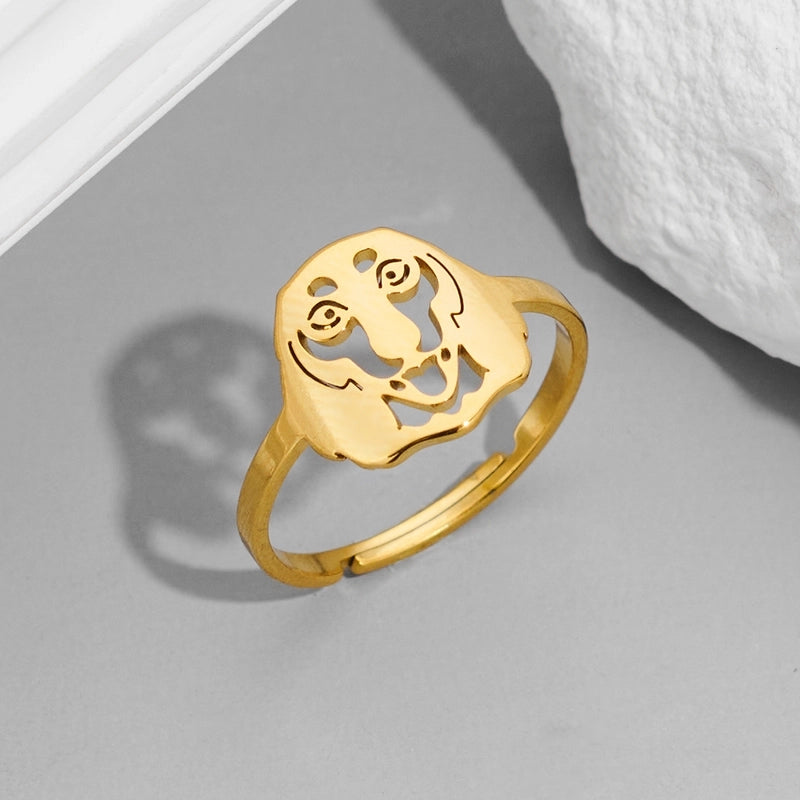 Funny Sweet Pastoral Animal 201 Stainless Steel 18K Gold Plated Polishing Adjustable Ring