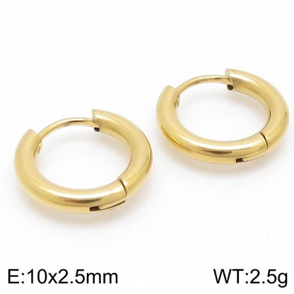1 Pair Streetwear Solid Color Titanium Steel 18K Gold Plated Hoop Earrings