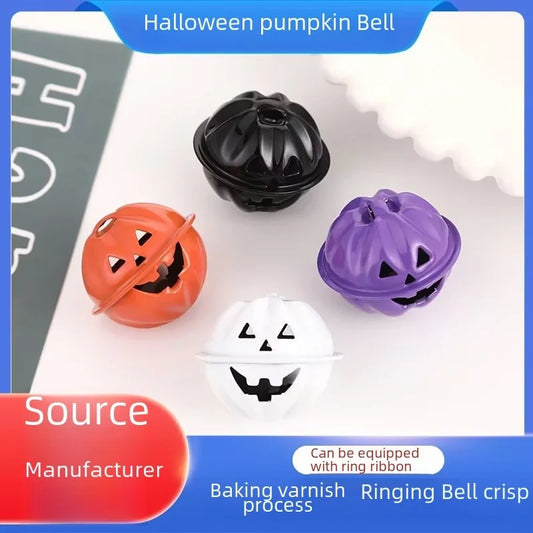 New Hot Selling Round Bells Halloween Pumpkin Goggle Paint Orange Christmas Bells Christmas Bells Spot