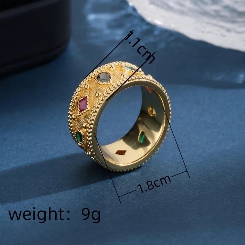 Copper 18K Gold Plated Minimalist Plating Inlay Horse Eye Zircon Rings