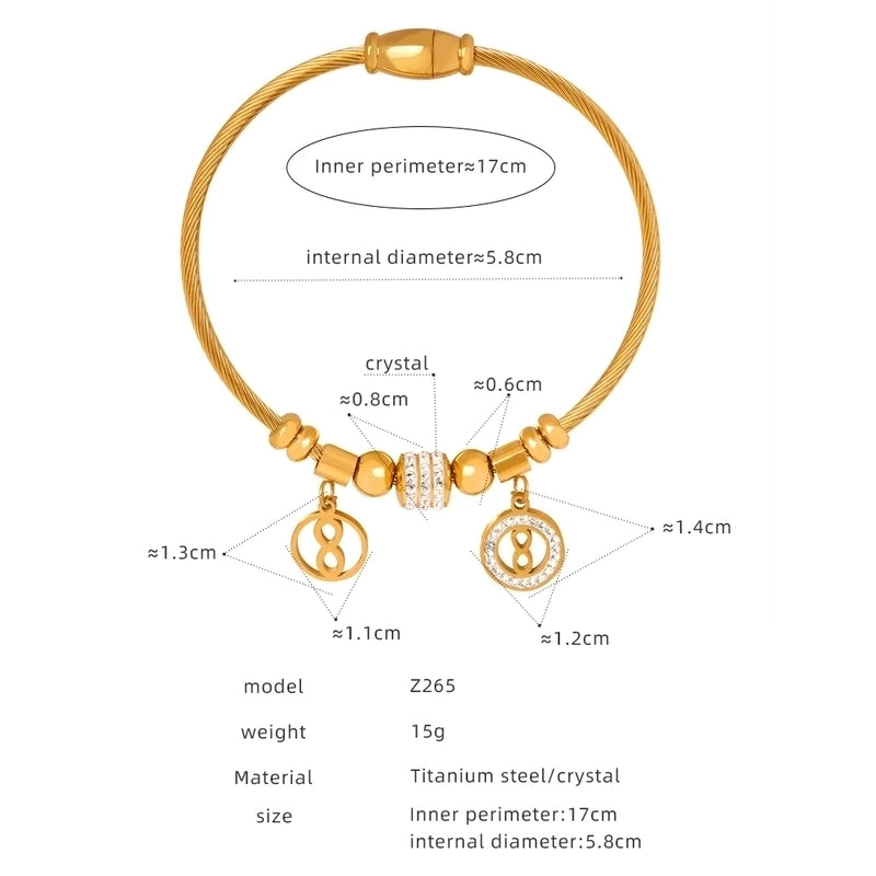 Casual Minimalist Star Heart Shape Butterfly Titanium Steel 18K Gold Plated Rhinestones Bangle In Bulk