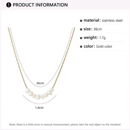 IG Style Water Droplets 304 Stainless Steel Imitation Pearl 18K Gold Plated Plating Necklace