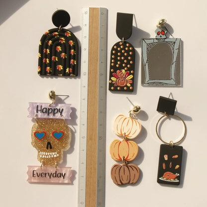 1 Pair Fashion Pumpkin Turkey Skull Arylic Thanksgiving Women's Drop Earrings