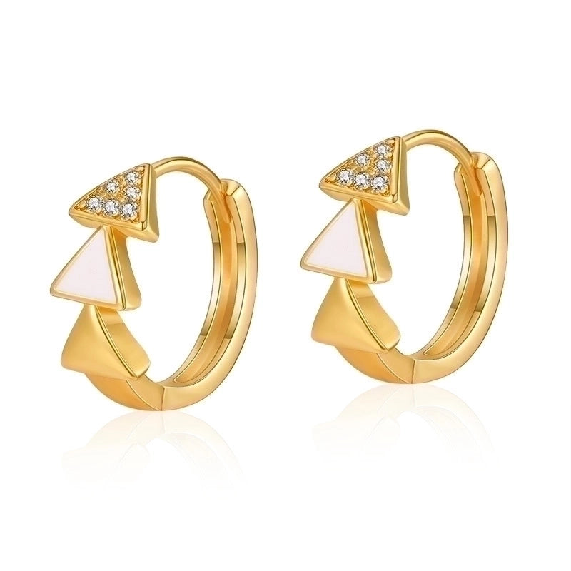 1 Pair Retro Sweet Triangle Devil\'s Eye Heart Shape Enamel Plating Inlay Copper Zircon 18k Gold Plated Ear Studs