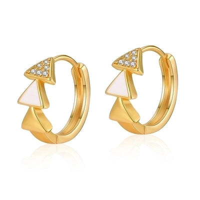 1 Pair Retro Sweet Triangle Devil\'s Eye Heart Shape Enamel Plating Inlay Copper Zircon 18k Gold Plated Ear Studs