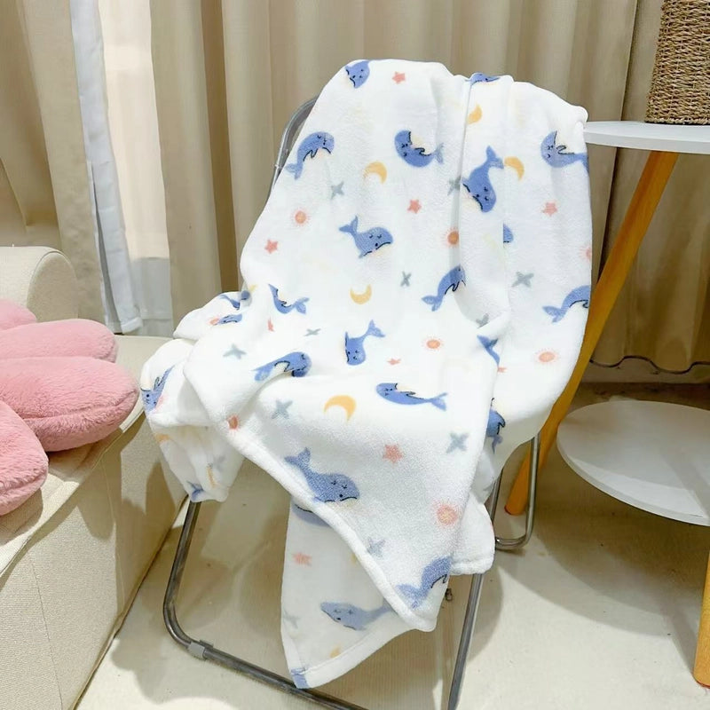 In Stock | Style Autumn And Winter Thickened Cartoon Crayon Small New Flannel Casual Plush Blanket Dormitory Bed Sheet