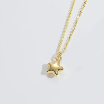 Copper 14K Gold Plated Star Heart Shape Pendant Necklace
