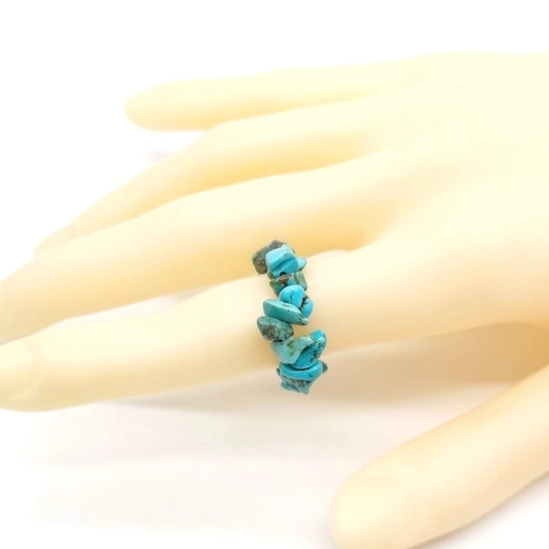 20 Pieces Ethnic Style Geometric Metal Beaded Natural Stone Rings