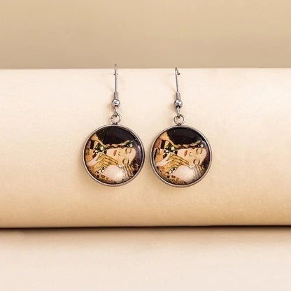 2 Pieces Classical Vintage Style Novelty Abstract Scenery Plating Alloy Glass Glass Earrings
