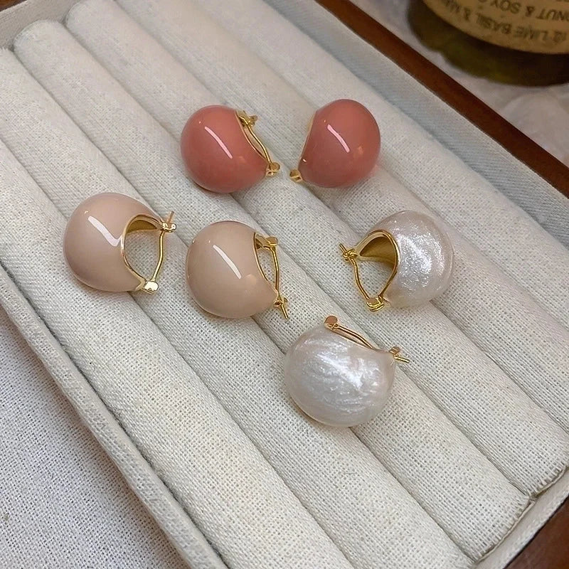 1 Pair Retro Ball Enamel Plating Copper Hoop Earrings