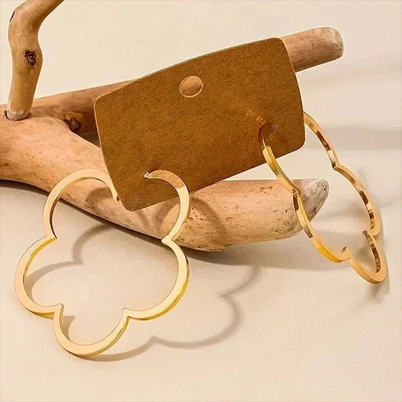 1 Pair Elegant Glam Lady Four Leaf Clover Flower 304 Stainless Steel 18K Gold Plated Earrings