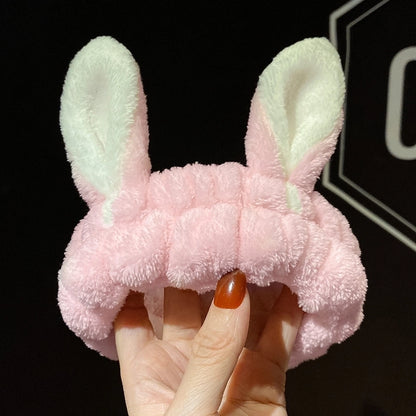 Cat Ears Hair Band Hair Band Korean Plush Internet Celebrity Rabbit Ear Hair Accessories Bow Face Wash Hair Band