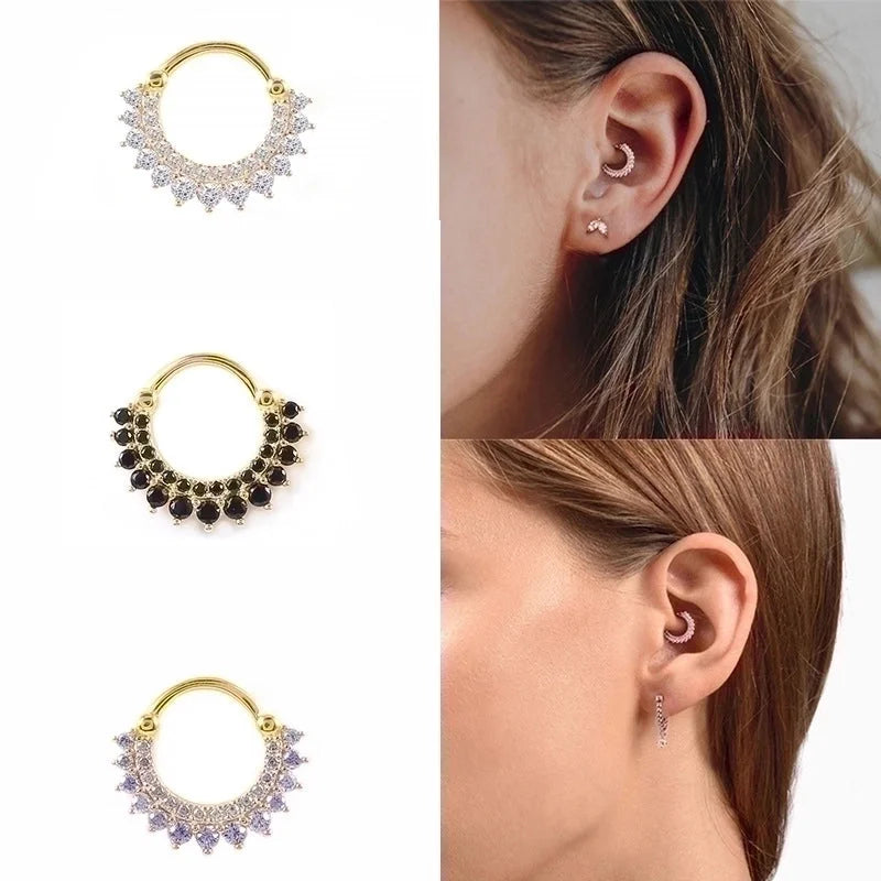 1 Piece Ear Cartilage Rings & Studs Fashion Solid Color 925 Sterling Silver Plating Inlay Zircon