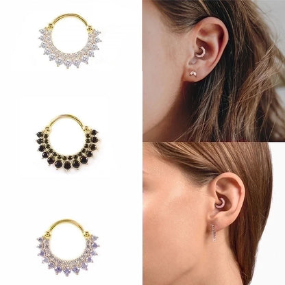 1 Piece Ear Cartilage Rings & Studs Fashion Solid Color 925 Sterling Silver Plating Inlay Zircon