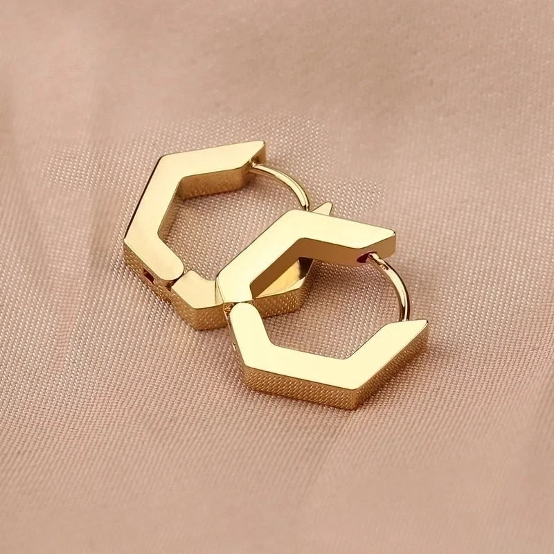 1 Pair Minimalist Triangle Hexagon Plating 304 Stainless Steel 18K Gold Plated Stainless Steel Earrings