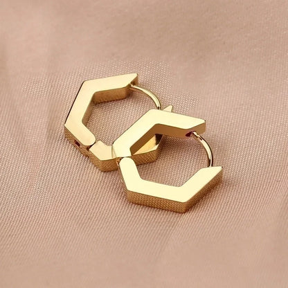 1 Pair Minimalist Triangle Hexagon Plating 304 Stainless Steel 18K Gold Plated Stainless Steel Earrings