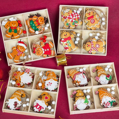 Christmas Cartoon Style Cute Gingerbread Doll Wood Festival Hanging Ornaments Decorations Hanging Ornaments