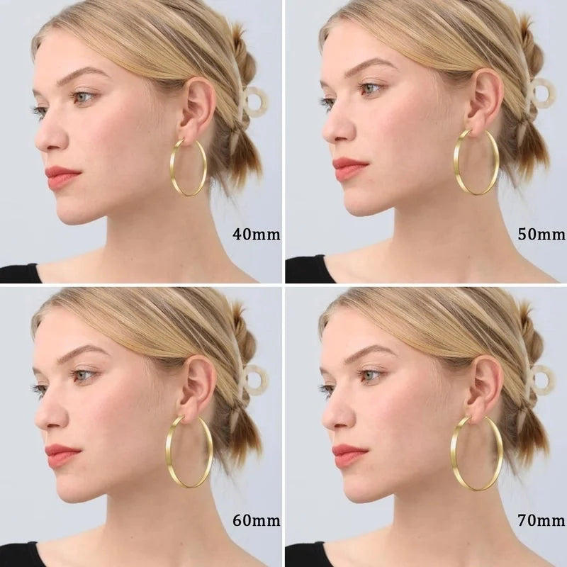 1 Pair Exaggerated Streetwear Solid Color Brass 14K Gold Plated Hoop Earrings