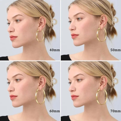 1 Pair Exaggerated Streetwear Solid Color Brass 14K Gold Plated Hoop Earrings