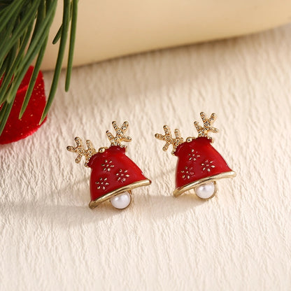1 Pair IG Style Nordic Style Cute Christmas Tree Heart Shape Snowflake Plating Alloy Ear Studs