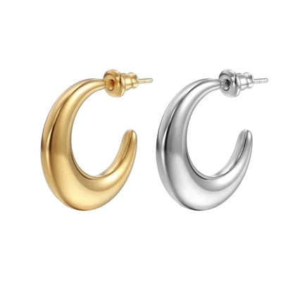 1 Pair Fashion C Shape Plating 201 Stainless Steel 18K Gold Plated Ear Studs