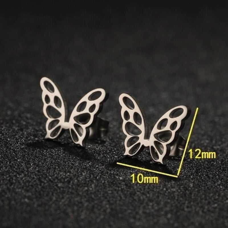 1 Pair Lady Butterfly Plating 304 Stainless Steel 18K Gold Plated Ear Studs