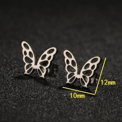1 Pair Lady Butterfly Plating 304 Stainless Steel 18K Gold Plated Ear Studs