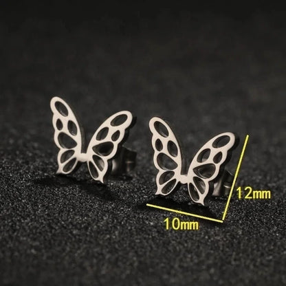 1 Pair Lady Butterfly Plating 304 Stainless Steel 18K Gold Plated Ear Studs