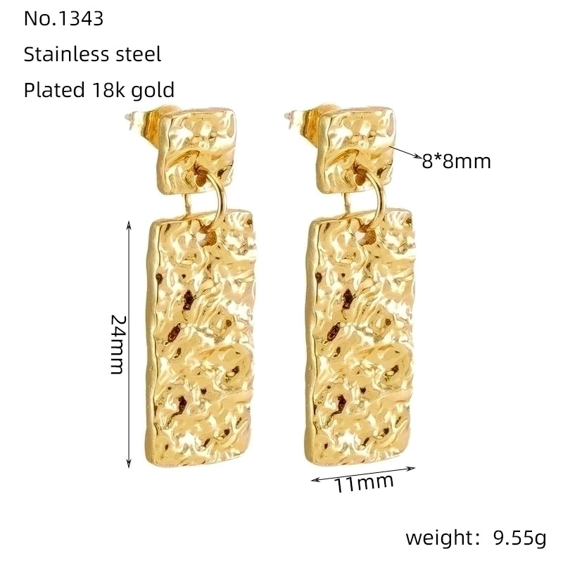 1 Pair Minimalist Commute U Shape Rectangle Polishing Plating Stainless Steel Titanium Steel 18K Gold Plated Drop Earrings