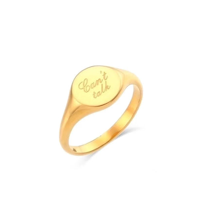 Fashion Letter 304 Stainless Steel No Inlaid 18K Gold Plated Rings